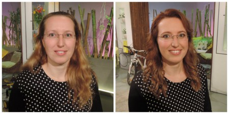 Proměna paní Boženky  v pořadu Sama Doma, vlasy Petr Dachovský. Foto bez retuše.